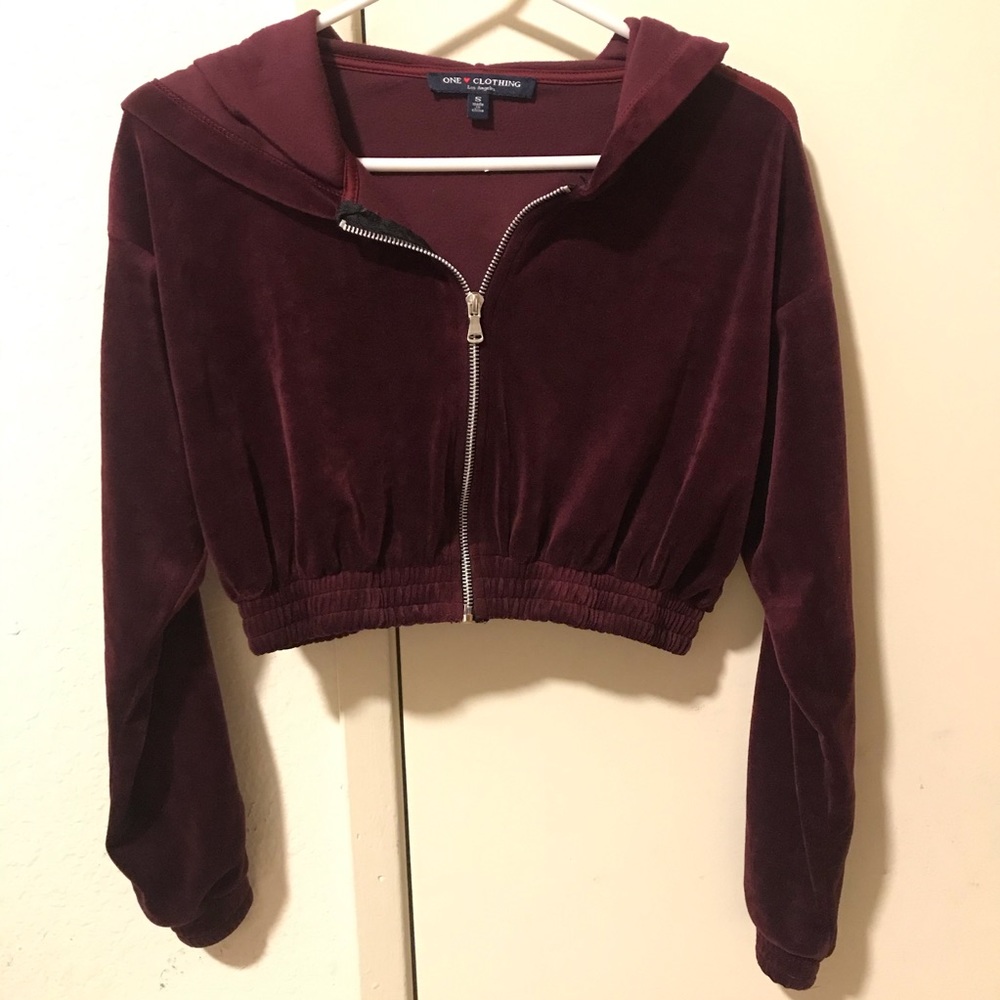 One clothing cropped velvet hoodie  (S)